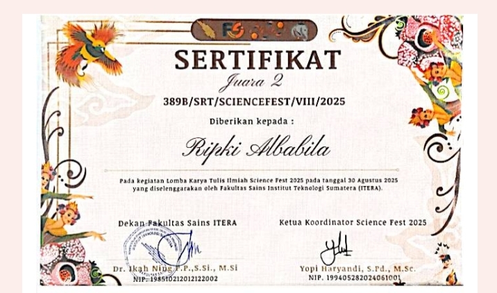 Juara 2 Karya Tulis Ilmiah Nasional