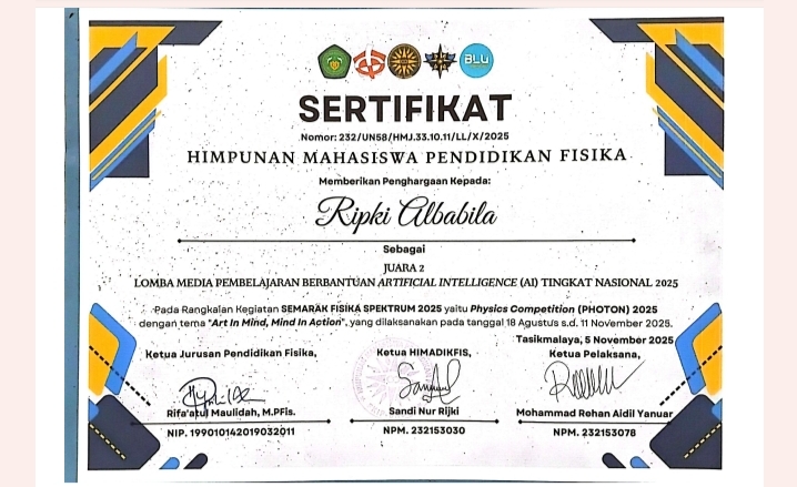 Juara 2 Lomba Media Pembelajaran Berbasis AI NASIONAL